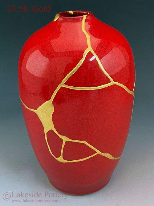 Ben Owen red gold Kintsugi bowl