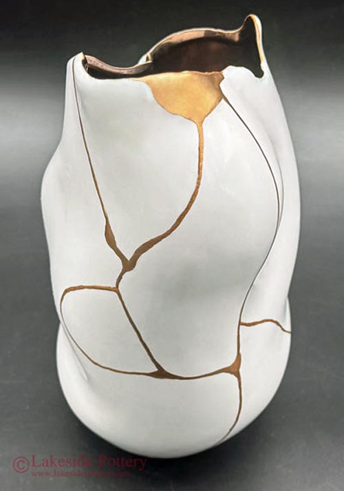 custom made cobalt blue Gold Kintsugi vase