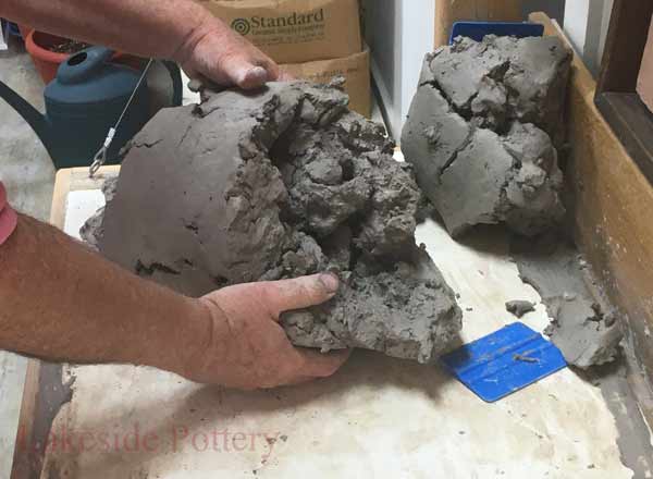 Divide the clay for wedging